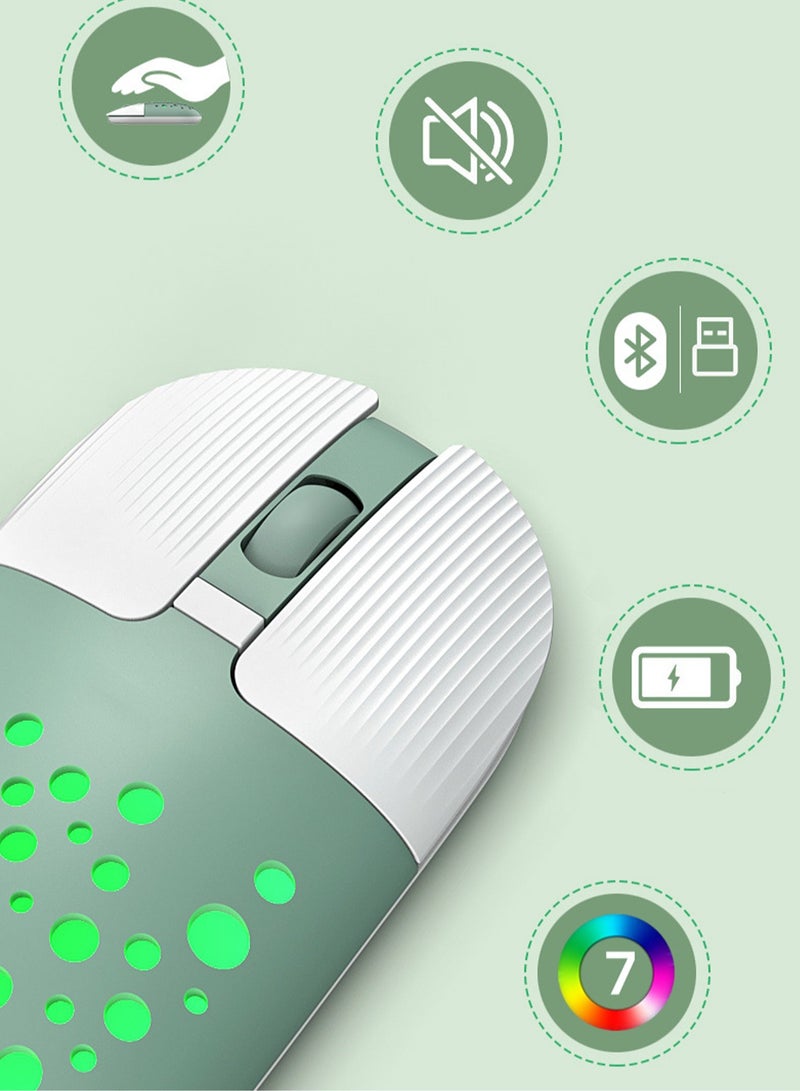 Wireless Bluetooth Dual Mode Mouse Portable Rechargeable With Rgb Light, Suitable For Office Study (Pink) - Image 2